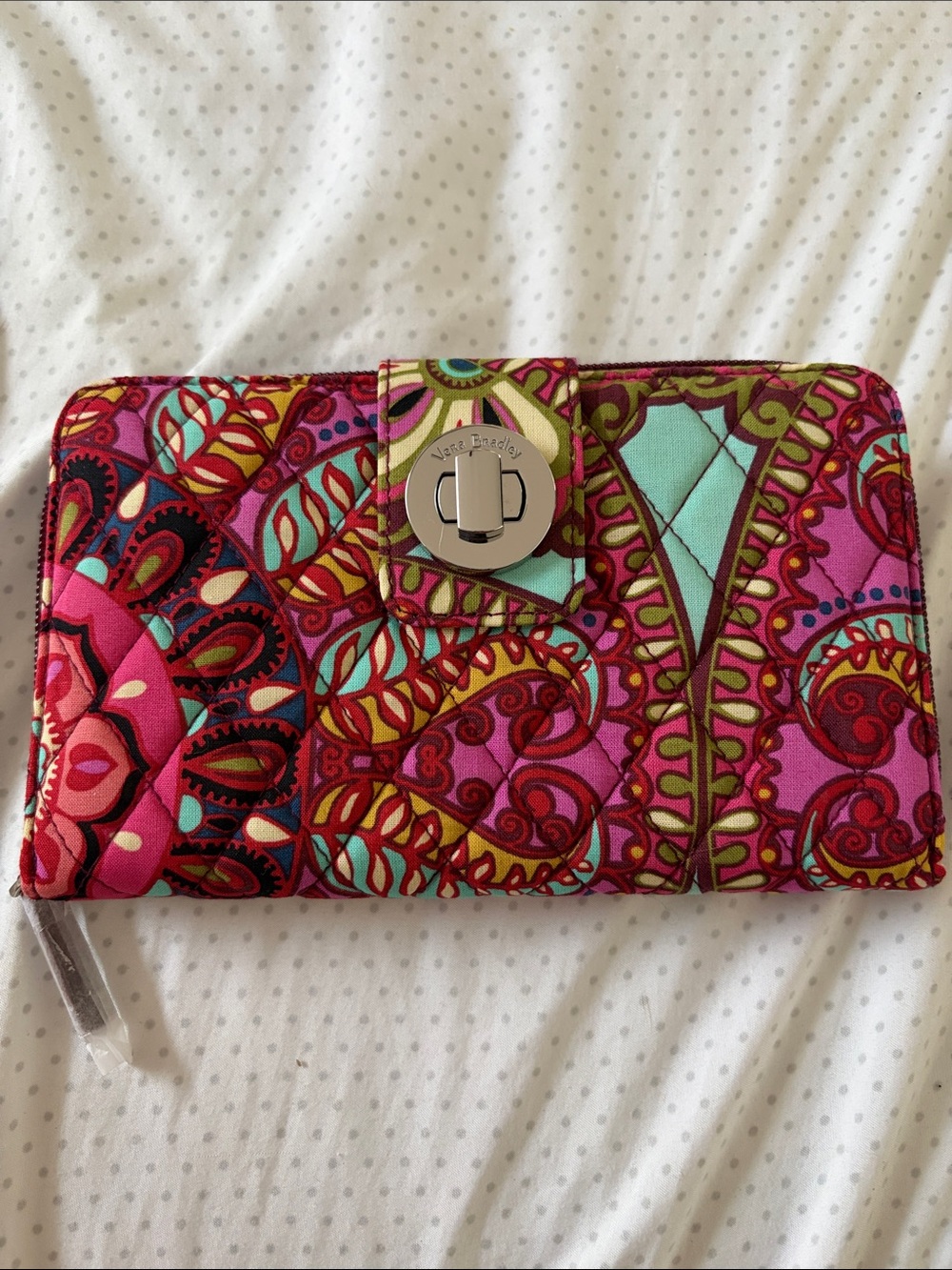 vera bradley multi color large wallet card holder full zip new